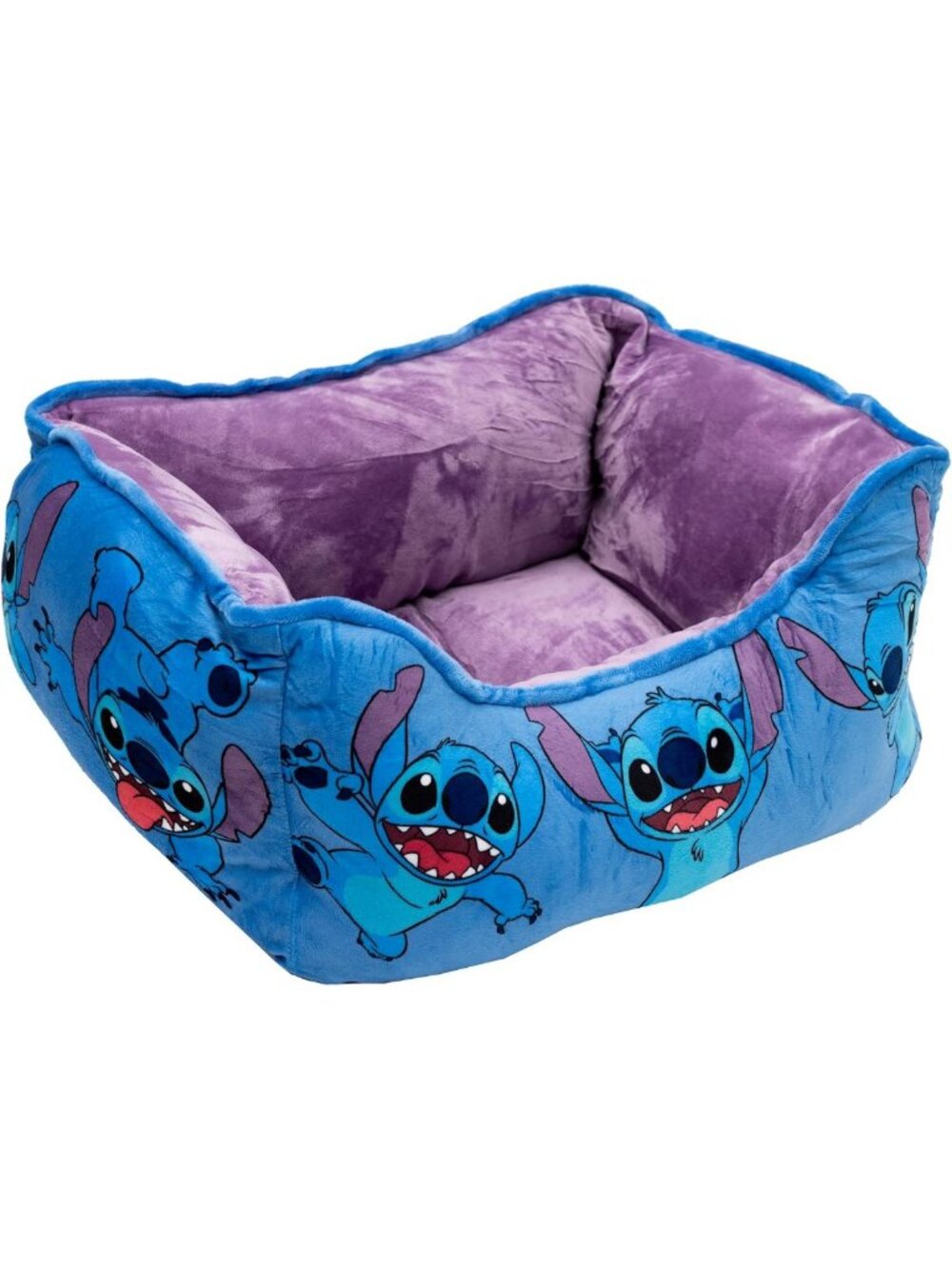 Cozy Blue Cuddler Dog Bed with Stitch Poses - Perfect for Small to Medium Pets